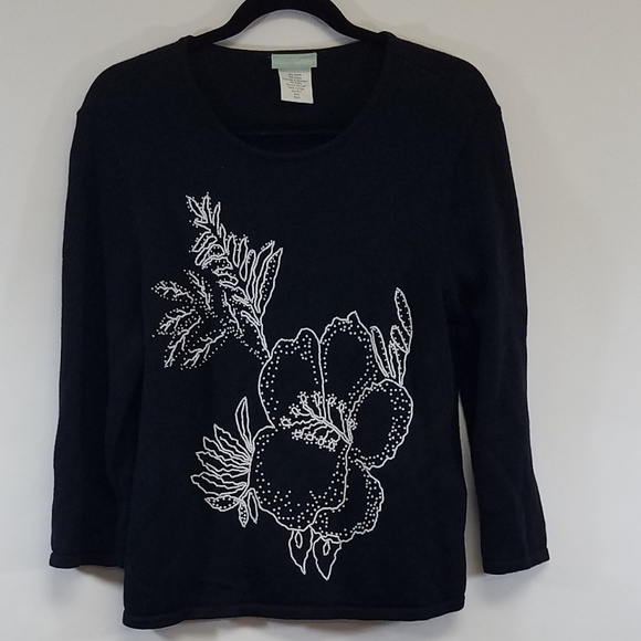 220 Hickory | Black beaded sweater | size M - Picture 1 of 8